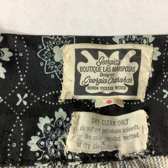 Vintage 60s 70s Peasant Striped Mixed Print Crochet Hem Maxi Skirt 6 - Picture 6 of 6